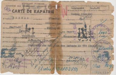 Carte de rapatrie de frederic deiber